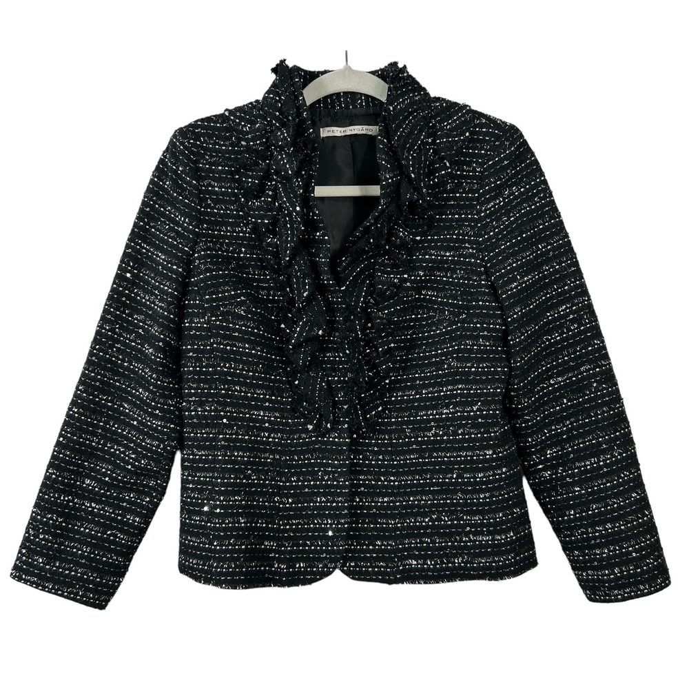 Peter Nygard Tweed Black and Silver Blazer Small 4P